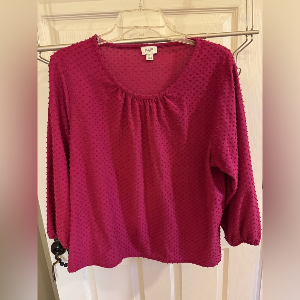 J. Crew Factory Textured Knit Top in Magenta